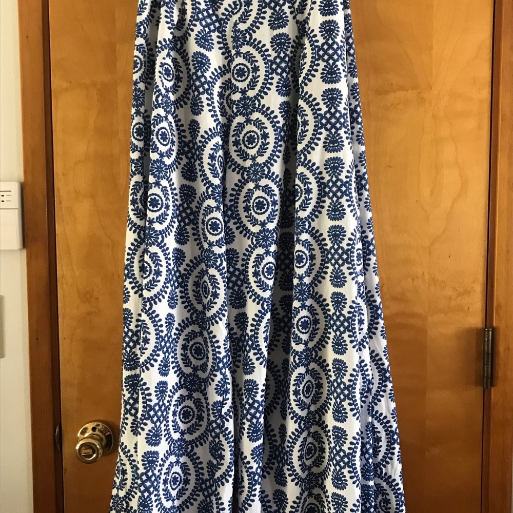 Elegant Blue and White Wide Leg Pants